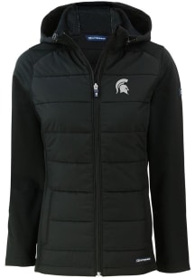 Cutter and Buck Michigan State Spartans Womens Black Evoke Hood Heavy Weight Jacket