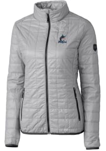 Cutter and Buck Miami Marlins Womens Grey Rainier PrimaLoft Puffer Filled Jacket