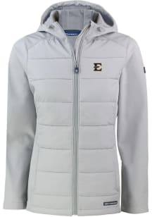 Cutter and Buck East Tennesse State Buccaneers Womens Charcoal Evoke Hood Heavy Weight Jacket