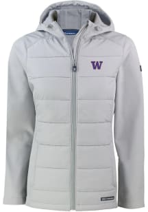 Cutter and Buck Washington Huskies Womens Grey Evoke Hood Heavy Weight Jacket