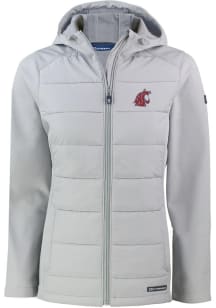 Cutter and Buck Washington State Cougars Womens Grey Evoke Hood Heavy Weight Jacket