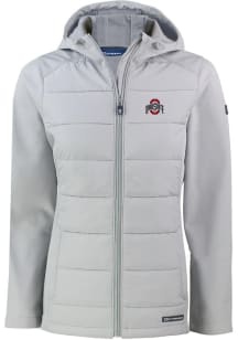 Cutter and Buck Ohio State Buckeyes Womens Grey Evoke Hood Heavy Weight Jacket