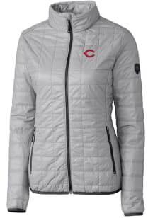 Cutter and Buck Cincinnati Reds Womens Grey Rainier PrimaLoft Puffer Filled Jacket