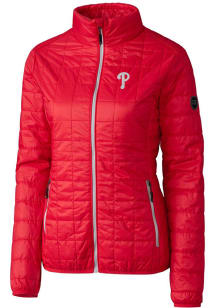 Cutter and Buck Philadelphia Phillies Womens Red Rainier PrimaLoft Puffer Filled Jacket