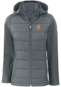 Cutter and Buck Syracuse Orange Womens Grey Evoke Hood Heavy Weight Jacket