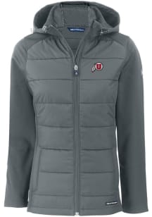 Cutter and Buck Utah Utes Womens Grey Evoke Hood Heavy Weight Jacket