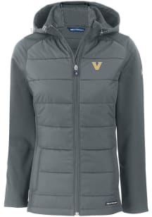 Cutter and Buck Vanderbilt Commodores Womens Grey Evoke Hood Heavy Weight Jacket