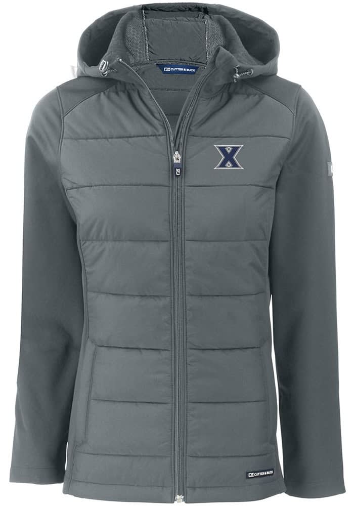 Cutter and Buck Xavier Musketeers Womens Grey Evoke Hood Heavy Weight Jacket