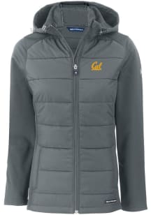 Cutter and Buck Cal Golden Bears Womens Grey Evoke Hood Heavy Weight Jacket