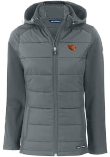 Cutter and Buck Oregon State Beavers Womens Grey Evoke Hood Heavy Weight Jacket