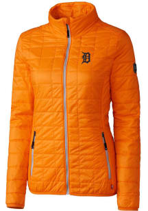 Cutter and Buck Detroit Tigers Womens Orange Rainier PrimaLoft Puffer Filled Jacket