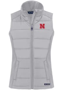 Womens Nebraska Cornhuskers Charcoal Cutter and Buck Evoke Vest