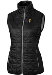 Cutter and Buck Pittsburgh Pirates Womens Black Rainier PrimaLoft Puffer Vest
