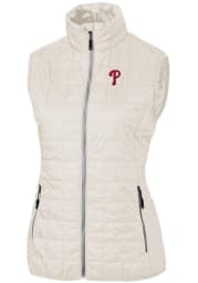 Cutter and Buck Philadelphia Phillies Womens White Rainier PrimaLoft Puffer Vest