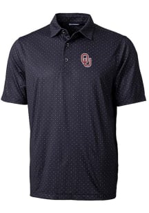 Cutter and Buck Oklahoma Sooners Mens Black Primary Team Logo Pike Double Dot Short Sleeve Polo