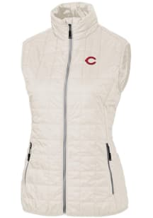 Cutter and Buck Cincinnati Reds Womens White Rainier PrimaLoft Puffer Vest