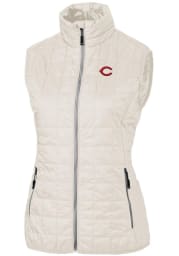 Cutter and Buck Cincinnati Reds Womens White Rainier PrimaLoft Puffer Vest