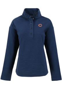 Cutter and Buck Chicago Bears Womens Navy Blue Hunts Point Qtr Zip