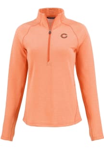 Cutter and Buck Chicago Bears Womens Orange Pehastin Qtr Zip