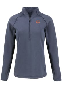 Cutter and Buck Chicago Bears Womens Navy Blue Pehastin Qtr Zip