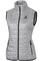 Cutter and Buck Atlanta Braves Womens Grey Rainier PrimaLoft Puffer Vest