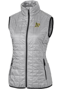 Cutter and Buck Oakland Athletics Womens Grey Rainier PrimaLoft Puffer Vest