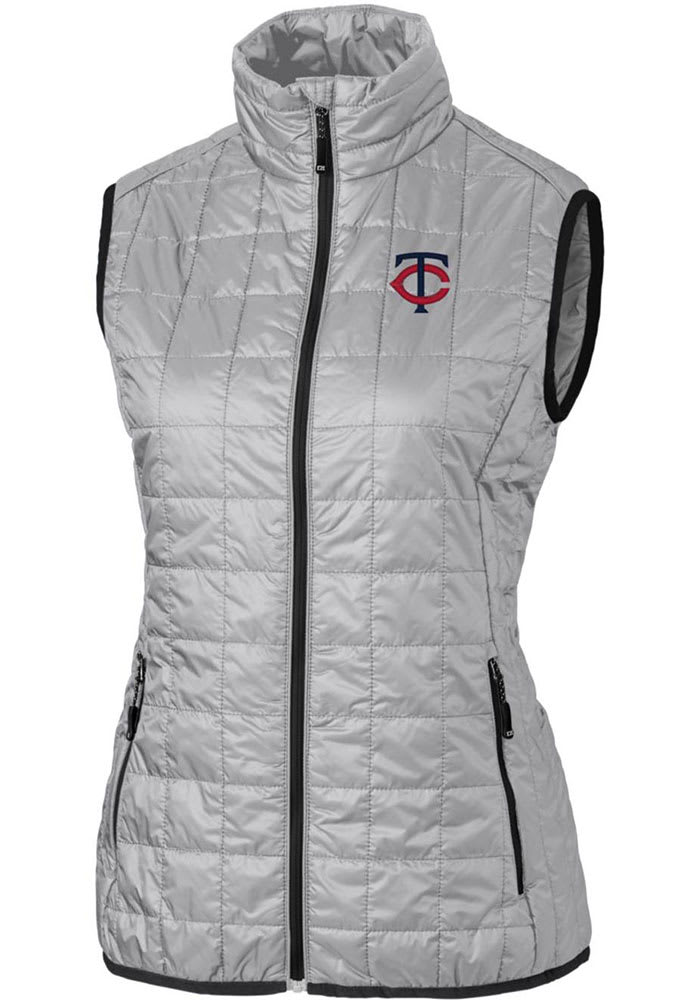 Cutter and Buck Minnesota Twins Womens Grey Rainier PrimaLoft Puffer Vest