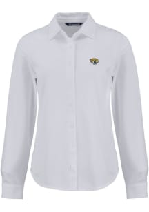 Cutter and Buck Jacksonville Jaguars Womens Advantage Soft Pique Long Sleeve White Dress Shirt