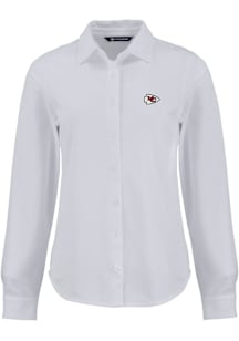 Cutter and Buck Kansas City Chiefs Womens Advantage Soft Pique Long Sleeve White Dress Shirt
