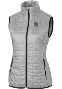 Cutter and Buck San Diego Padres Womens Grey Rainier PrimaLoft Puffer Vest