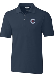 Cutter and Buck Chicago Cubs Big and Tall Navy Blue City Connect Advantage Big and Tall Golf Shi..