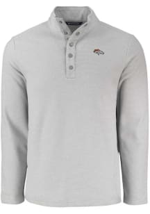 Cutter and Buck Denver Broncos Mens Grey Hunts Point Long Sleeve Qtr Zip Pullover