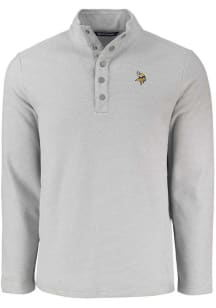 Cutter and Buck Minnesota Vikings Mens Grey Hunts Point Long Sleeve Qtr Zip Pullover