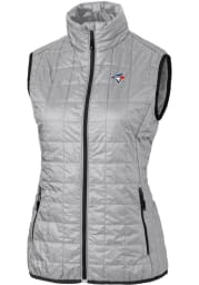 Cutter and Buck Toronto Blue Jays Womens Grey Rainier PrimaLoft Puffer Vest