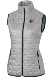 Cutter and Buck Baltimore Orioles Womens Grey Rainier PrimaLoft Puffer Vest