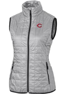 Cutter and Buck Cincinnati Reds Womens Grey Rainier PrimaLoft Puffer Vest