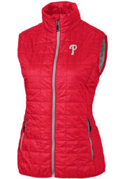 Cutter and Buck Philadelphia Phillies Womens Red Rainier PrimaLoft Puffer Vest