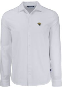 Cutter and Buck Jacksonville Jaguars Mens White Advantage Soft Pique Long Sleeve Dress Shirt