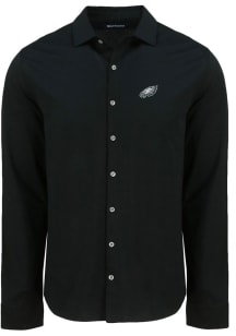 Cutter and Buck Philadelphia Eagles Mens Black Advantage Soft Pique Long Sleeve Dress Shirt