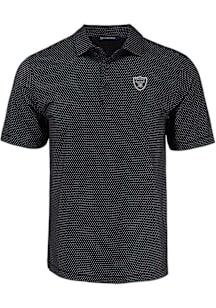 Cutter and Buck Las Vegas Raiders Mens Black Pike Shadow Check Short Sleeve Polo