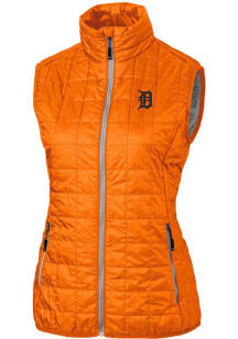 Cutter and Buck Detroit Tigers Womens Orange Rainier PrimaLoft Puffer Vest