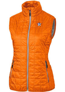 Cutter and Buck Houston Astros Womens Orange Rainier PrimaLoft Puffer Vest
