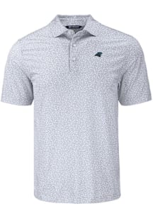 Cutter and Buck Carolina Panthers Mens Grey Pike Flora Short Sleeve Polo