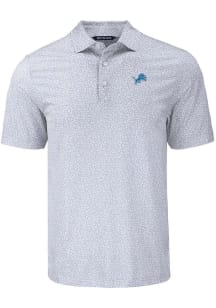Cutter and Buck Detroit Lions Mens Grey Pike Flora Short Sleeve Polo