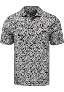 Cutter and Buck San Francisco 49ers Mens Black Pike Flora Short Sleeve Polo