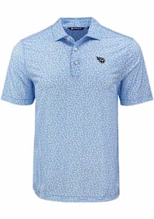 Cutter and Buck Tennessee Titans Mens Blue Pike Flora Short Sleeve Polo
