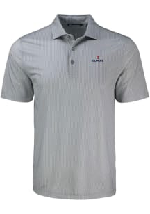 Illinois Fighting Illini Grey Cutter and Buck Shadow Check Big and Tall Polo