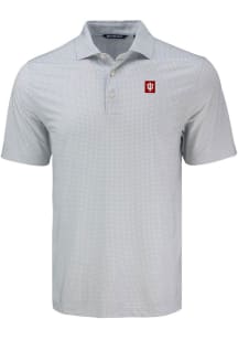 Indiana Hoosiers Grey Cutter and Buck Pike Diamond Dot Big and Tall Polo