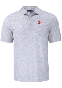 Indiana Hoosiers Grey Cutter and Buck Pike Flora Big and Tall Polo