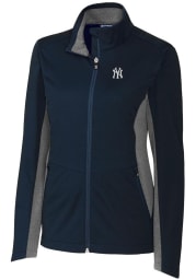 Cutter and Buck New York Yankees Womens Navy Blue Navigate Softshell Light Weight Jacket